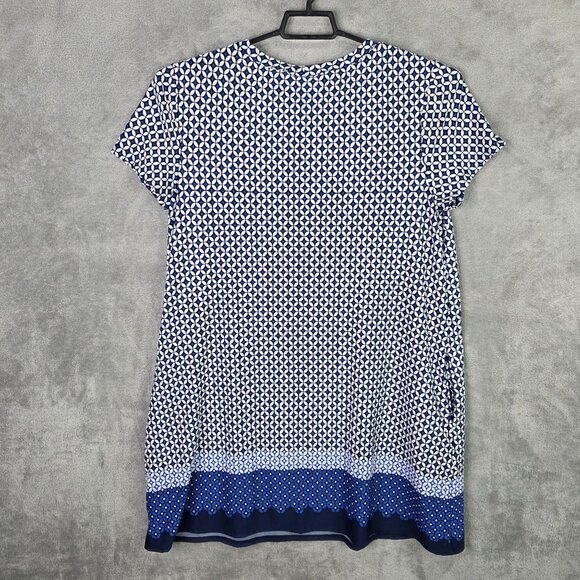 Womens APT.9 Blue & White Geometric Print Tunic Dress Short Sleeve Polyester XL - Picture 4 of 8